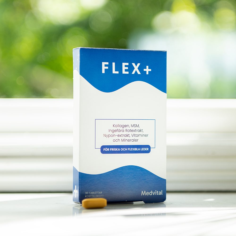 Flex+ förpackning i dagsljus vid ett fönster