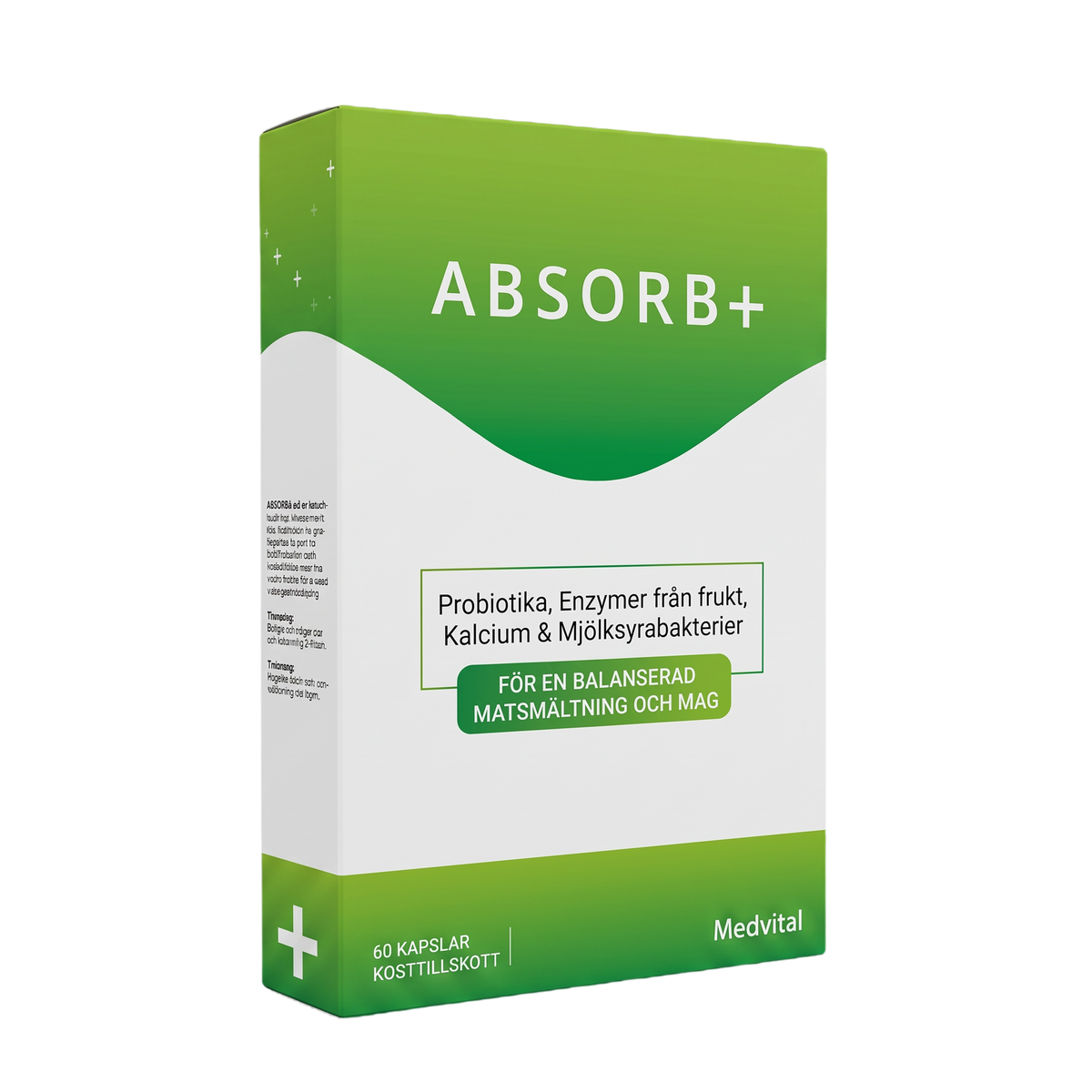 Absorb+ förpackning, 60 kapslar med enzymer från frukt, kalcium och magnesium