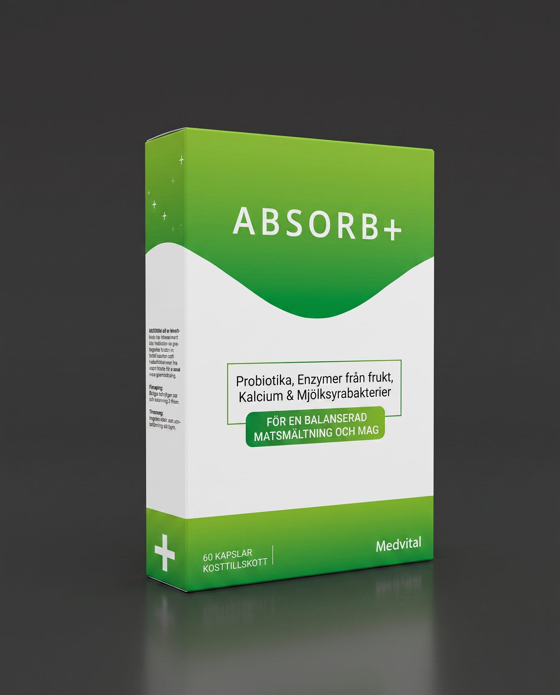 Absorb+ förpackning på mörk bakgrund